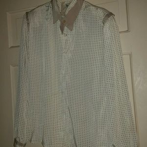 Caren Charles Cream and Mocha Blouse Jr Sz 7/8